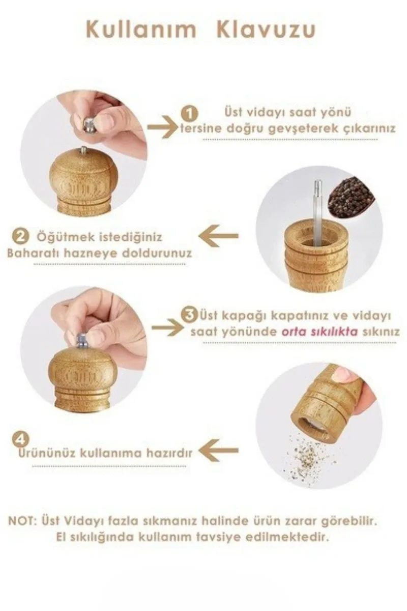 2'li Bambu Tuzluk - Karabiber Öğütücü Değirmen Seti — görsel 3