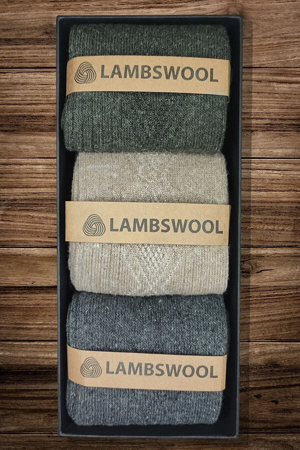 Erkek Kışlık Lambswool Koyun Yünü 3'lü Set Çorap — görsel 1