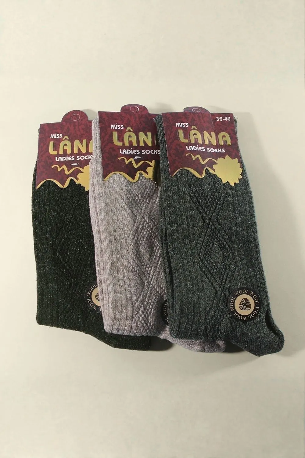Kadın Koyun Yünü Lambswool Kışlık Çorap 3'lü Paket — görsel 1